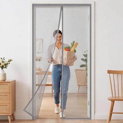 Klamboedeur Magneet - Hordeur Vliegengordijn - Insecten Buiten Houden - Sterke Magneten - 234 x 185 cm - Grijs