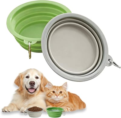 Set van 2 Opvouwbare Reisbakjes voor Honden en Katten - BPA-vrij TPE Materiaal, 350 ml Capaciteit, Ideaal voor Buitenactiviteiten en Vakanties