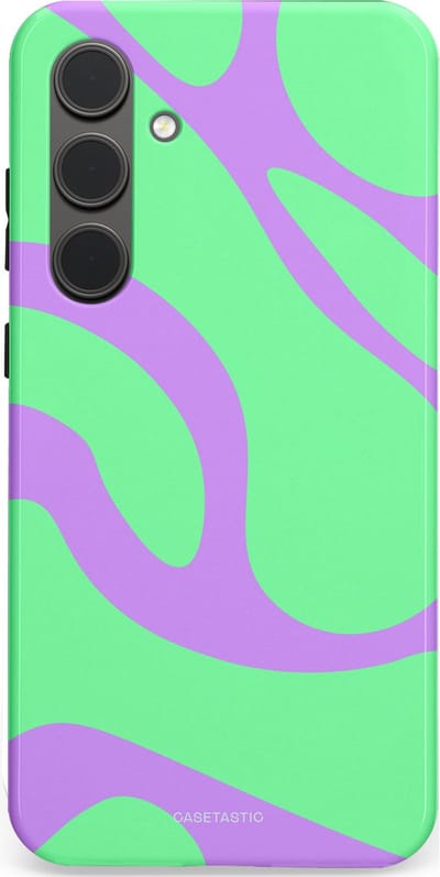 Casetastic Hoesje Geschikt voor Samsung S24 Plus - Stijlvolle Beschermende Duo-layer Case - Pastelgolven Mint-Lila