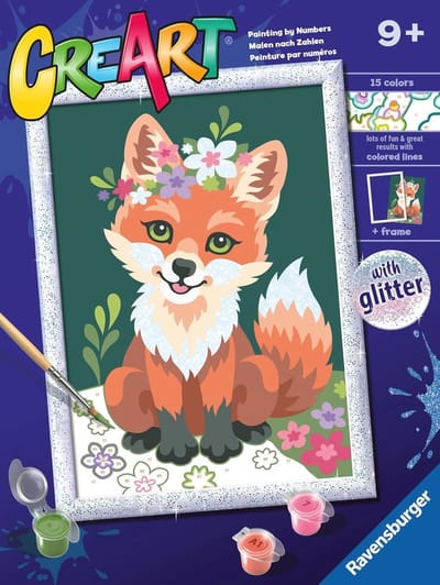 Schilderen op Nummer Set - Vos met Bloemen voor Kinderen vanaf 9 Jaar