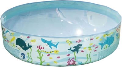 Kinder Zwembad - Opblaasbadje Babybadje - Waterpret Buiten - Dierenprint Design - 120 x 25 cm - Blauw
