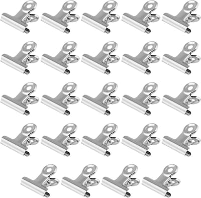 OIMG Knijpers - 24 Stuks - 30mm - Bulldog Clip - Knijpers Metaal - Staal Bulldog Papier Binder Klemmen - Metalen scharnier Clips - voor Thuis, Kantoor, Schoolbenodigdheden - zilveren