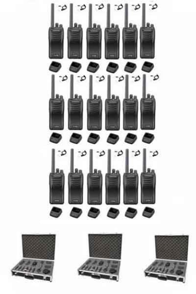 Set van 18 stuks Kenwood TK-3501 PMR446 met beveiliging oortje tafelladers en koffer