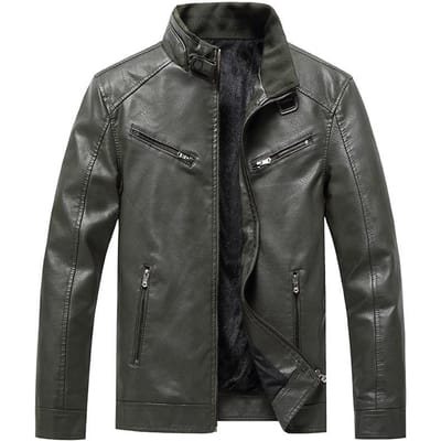 Heren PU Leren Jas Heren Trendy Jeugd Opstaande Kraag Punk Heren Locomotief Leren Jas Heren XXXL gray