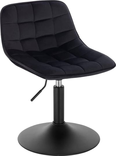 Barkruk Witta Industrial Zwart - Barkrukken set van 1 - Barstoel Kruk - Barstoelen met rugleuning - Keukenstoel - In hoogte verstelbaar - Velvet