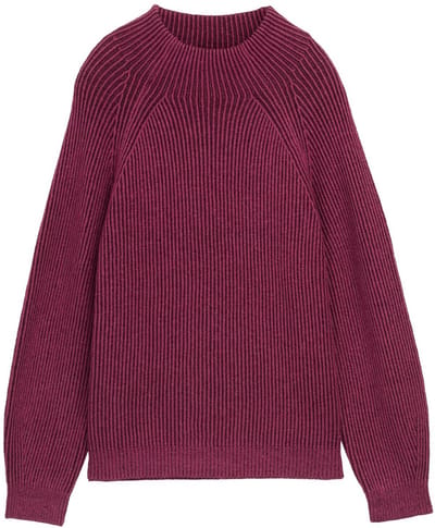 Tom Tailor - Losvallende gebreide trui met opstaande kraag - Maat XXL - red rib structure