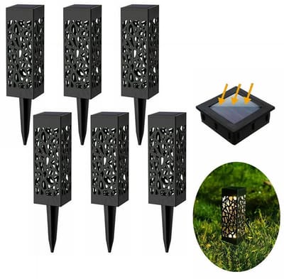 Op zonne-energie werkende grondlampen – Geperforeerde tuinverlichting op zonne-energie – Padverlichting – Grondspots – Buitenverlichting – Grondspots op zonne-energie – Zwart