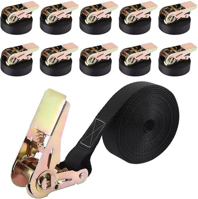 Harde Spanbanden - Sjorbanden - Ratel Spanbanden - Zwart - 10 stuks - 6 m x 25 mm