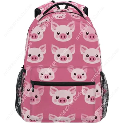 Roze Cartoon Varkensgezicht Laptop Rugzak Schouder Schooltas Voor Meisjes, Dier Waterbestendig College Reizen Computer Laptops Co pink