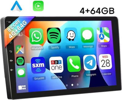 Boscer Autoradio 2Din Universeel - 9 Inch IPS HD Touchscreen - Android 13 - Apple Carplay & Android Auto (Draadloos) - 4+64GB - GPS Navigatiesysteem - Bluetooth, WiFi, MP5 - AHD Achteruitrijcamera