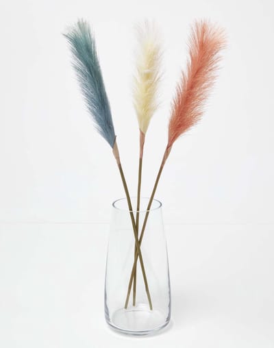 Homescapes set van 3 kunsttakken van kleurrijk pampasgras - elk 78 cm, blauw, geel en oranje