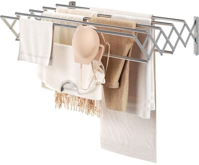 White-Label® Wanddroogrek - Droogrek Inklapbaar - Wasrek - Droogtoren - Droogrekken - Zilver