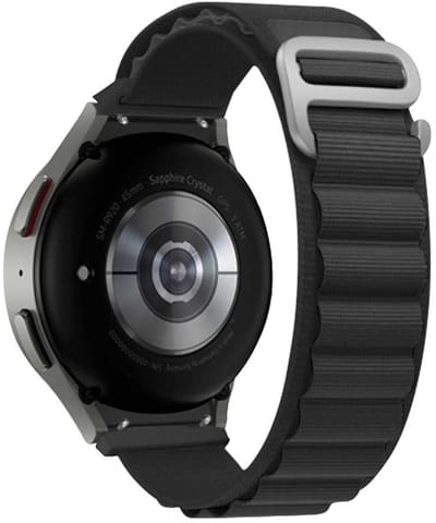 Bigben Connected, Bandje Geschikt voor Samsung Galaxy Watch 4/4 Classic/5/5 Pro/6/6 Classic Alpine gesp, Zwart