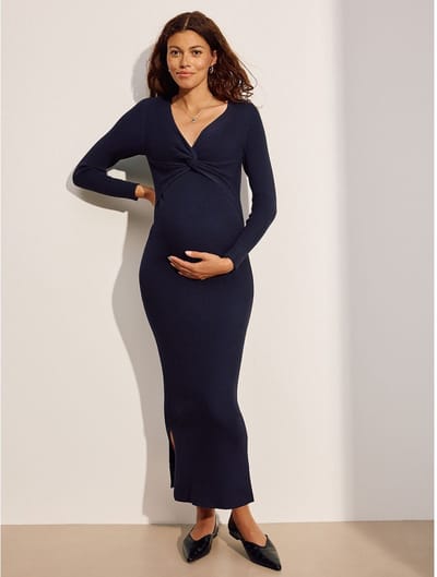 Next - Dames - Gebreide zwangerschapstrui-jurk met gedraaide voorkant - Blauw