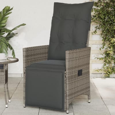 Tuinstoel met kussen - Relaxstoel buiten - Buiten ontspannen - Verstelbare rugleuning - 59 x 56 x 92 cm - Grijs