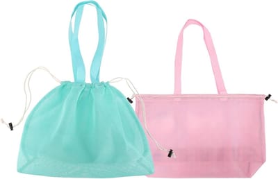 Dailygoods- Strandtas XXL - Opvouwbaar - Lichtgewicht - 2x Mesh Strandtas - Polyester - Voor Zwembad en Strandvakanties - Beach Bag
