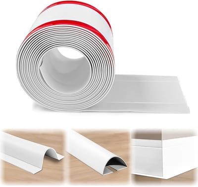Zelfklevende Soft Plinten van 10 Meter in Wit, Flexibele Plinten voor Keuken en Woonkamer, Multifunctionele Kabelgoot met 5.5cm Breedte