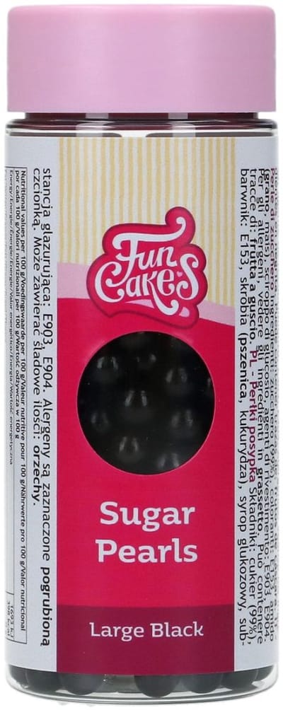 FunCakes Suikerparels - Large - Zwart - 80g - Smaakstof voor Taarten - Eetbare Taartdecoratie