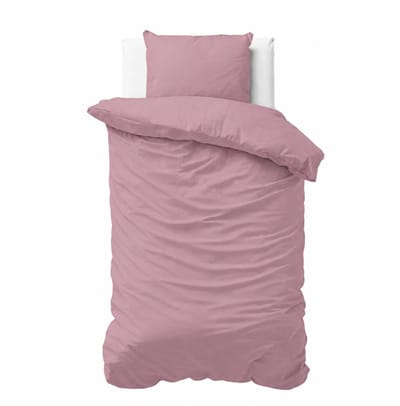 Decoware Dekbedovertrek Uni 140x220 cm - Roze - Katoensatijn - Met Kussensloop - Eenpersoons