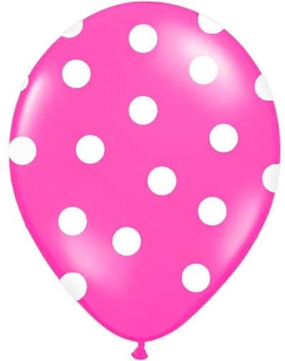 Partydeco - Ballonnen Fuchsia dots wit 6 stuks