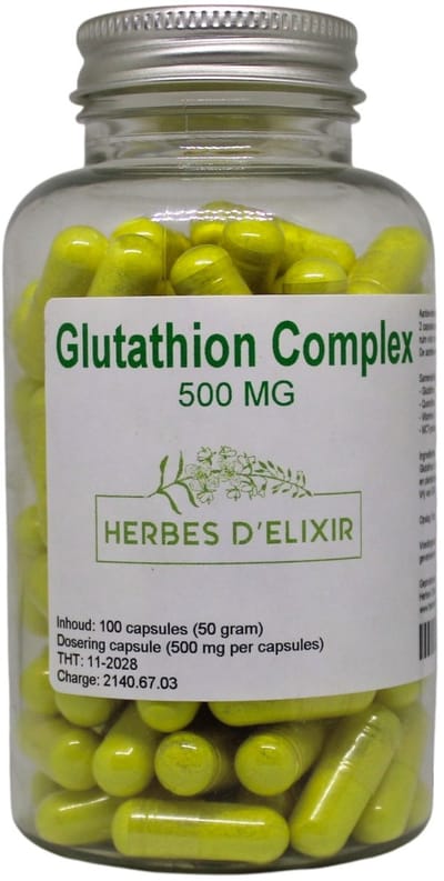 Herbes D'elixir Glutathion Complex - 500 mg - Antioxidant - Vegan - 100 Capsules