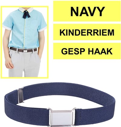 Fako Fashion - Kinderriem Elastisch Gesp - Elastische Riem Voor Kinderen - Rekbare Riem - Broekriem - Stretch Riem - Navy Blauw