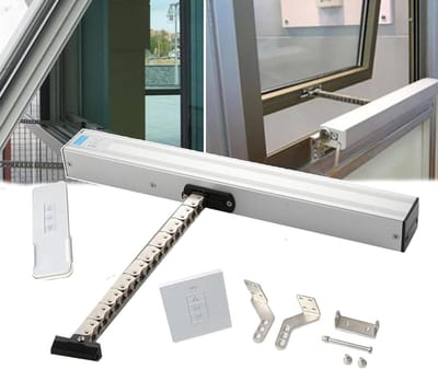 Elektrische Raamopener - Kettingopener Dakraam - Automatische Ventilatie - Met Afstandsbediening - 300-700mm Slag - Grijs