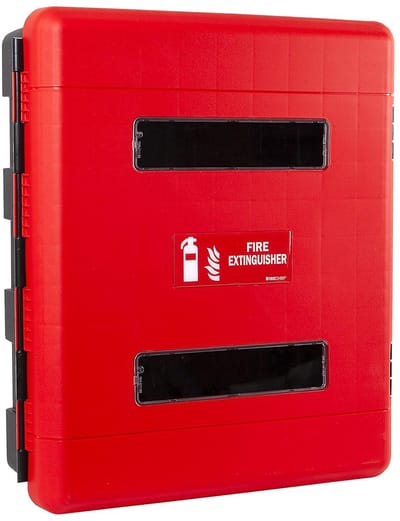 Dubbel Brandblusser Kabinet - Brandblusser Opslag - Veilige Opslag - Extra Sterk Kunststof - 75x64x28cm - Rood
