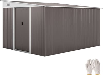 Outsunny - Tuinhuis - Verzinkt Staal - 280L x 345B x 201H cm - Grijs