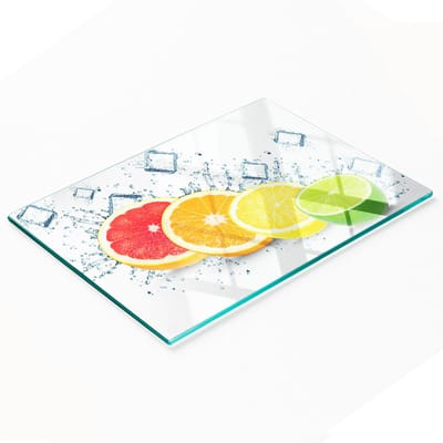Multifunctionele decoratieve glazen snijplank voor de keuken met citrusvruchten, 80x52 cm