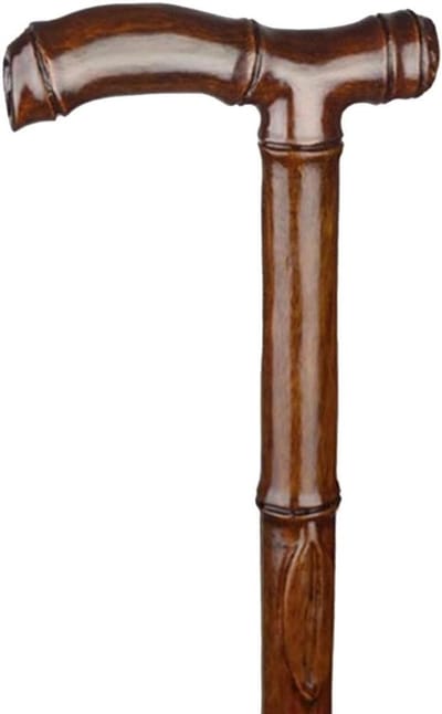 Houten Wandelstok - Natuurlijke Stok - Stabiliteit Ondersteuning - Handgesneden Bamboe Vorm - 85 cm - Natuurlijk