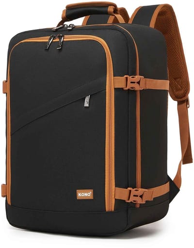 CORE Cabinetas - Reistas - Voor in het vliegtuig - Rugzak Ryanair formaat - Telefoon vakje en laptop ruimte - 24L - 40x30x20cm - Zwart en Oranje