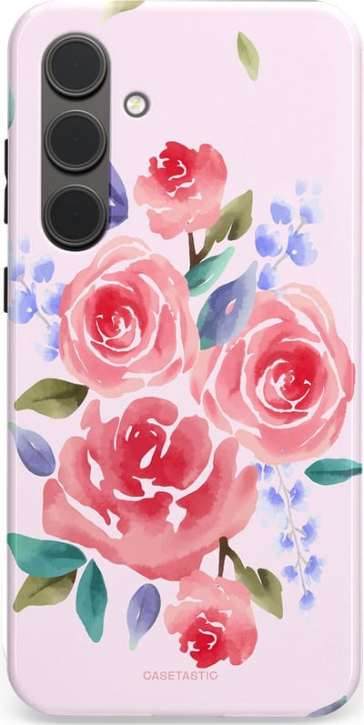 Casetastic hoesje geschikt voor Samsung Galaxy S24 Plus - Dubbellaagse bescherming - Aquarel pracht - Fashion Case - Lichtroze Lavendel