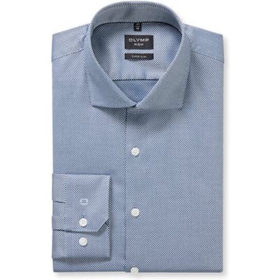 OLYMP No. Six Overhemd, Super Slim, Royal Kent, Koningsblauw