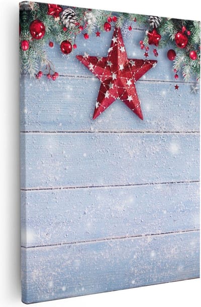 Artaza Canvas Schilderij Winterlandschap - 40x50 cm - Wanddecoratie Kerst - Muurdecoratie Sneeuw - Schilderijen Op Canvas