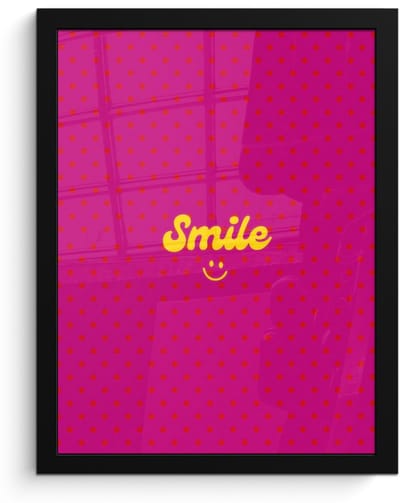 Poster in lijst - Fotolijst 30x40 cm - Posters - Smile - Stippen - Roze - Posterlijst zwart - Decoratie - Wanddecoratie woonkamer - Muurdecoratie slaapkamer