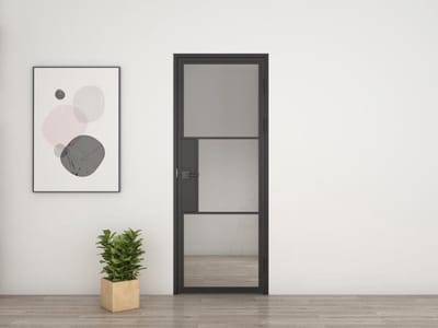 Schulte complete glazen binnendeur - 89 x 216 - 3 vakken - scharnieren rechts - met slot - helder