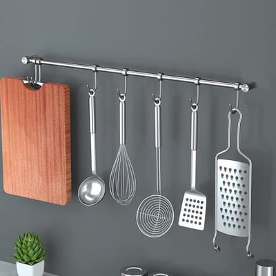 Roestvrijstalen Haakframe met 7 Haken voor Keuken, Badkamer en Slaapkamer - Multifunctioneel en Ruimtebesparend Accessoire