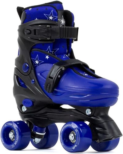 Kinder Rolschaatsen - Verstelbare Quad Skates - Buitenplezier - Groei Meegroeiend - Maat 29-33 - Zwart Blauw