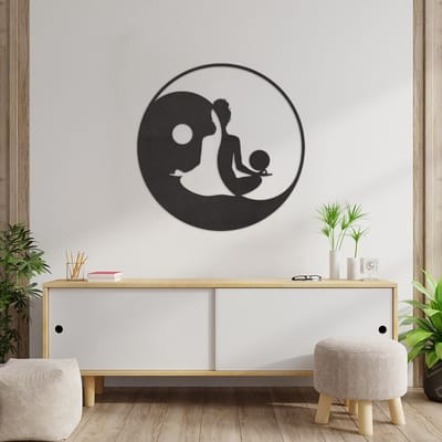 Wanddecoratie Yin Yang Budha - Muurdecoratie Budha - Muurdecoratie Hout - Wanddecoratie Hout - Muurdecoratie Woonkamer - Wanddecoratie Woonkamer - Wanddecoratie Industrieel - Wanddecoratie Dieren - Home Decor - Wall Line Art - 59 x 59 cm