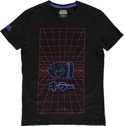 Difuzed Nintendo Super Mario Bullet Bill Japanese T-Shirt Zwart-Maat S (Diversen) Nieuw