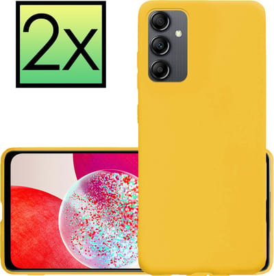 Hoesje - 2 Stuks - Geschikt voor Samsung Galaxy A14 - Sterk & Shockproof - Case Siliconen - Back Cover - Telefoon Hoes - Geel