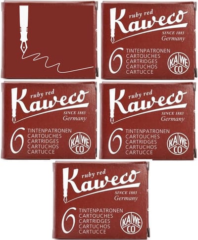 Kaweco Vulpen vullingen 5 doosjes Rood, Ruby Red