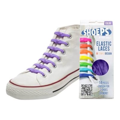 Shoeps 14 Paarse Elastische schoenveters Purple rain
