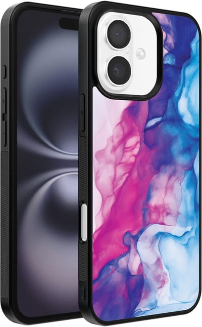 Smartphonica Telefoonhoesje Geschikt voor iPhone 16 Plus met Roze Blauw Marmer Opdruk - TPU Backcover Case Rose Blue Marble Design geschikt voor iPhone 16 Plus