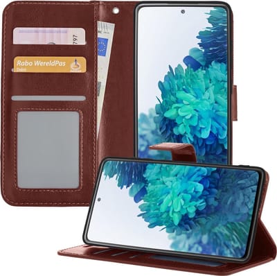 Hoesje - Geschikt voor Samsung Galaxy S20 FE - Luxe Bookcase - Walletcase Hoes - Portemonnee - Cover - Telefoonhoes - Bruin