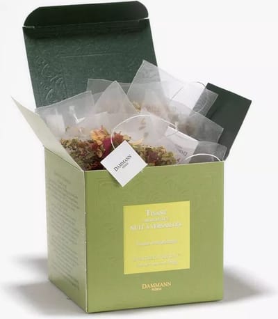 Dammann Frères - Tisane Nuit a Versailles 25 cristal zakjes - Kruidenthee verbena -linde met bergamot en kiwi smaken - Zonder theïne - Composteerbare theebuiltjes