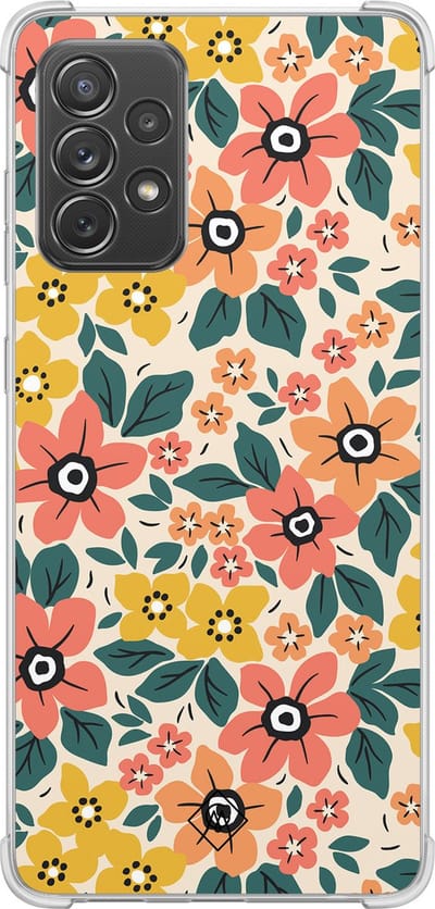 Casimoda® hoesje - Geschikt voor Samsung Galaxy A52 5G - Blossom - Shockproof case - Extra sterk - TPU/polycarbonaat - Multi, Transparant