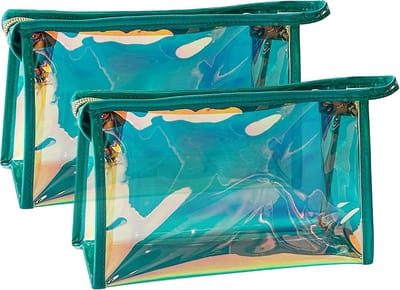 Doorzichtige Make-up Tassen Set van 2 - Waterdichte Reistoilettas met Strik - Transparante Organizer voor Cosmetica