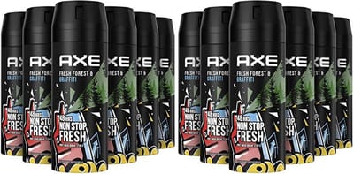 Axe Deospray - Collision Fresh Forest + Graffiti 150 ml - Voordeelverpakking 12 stuks